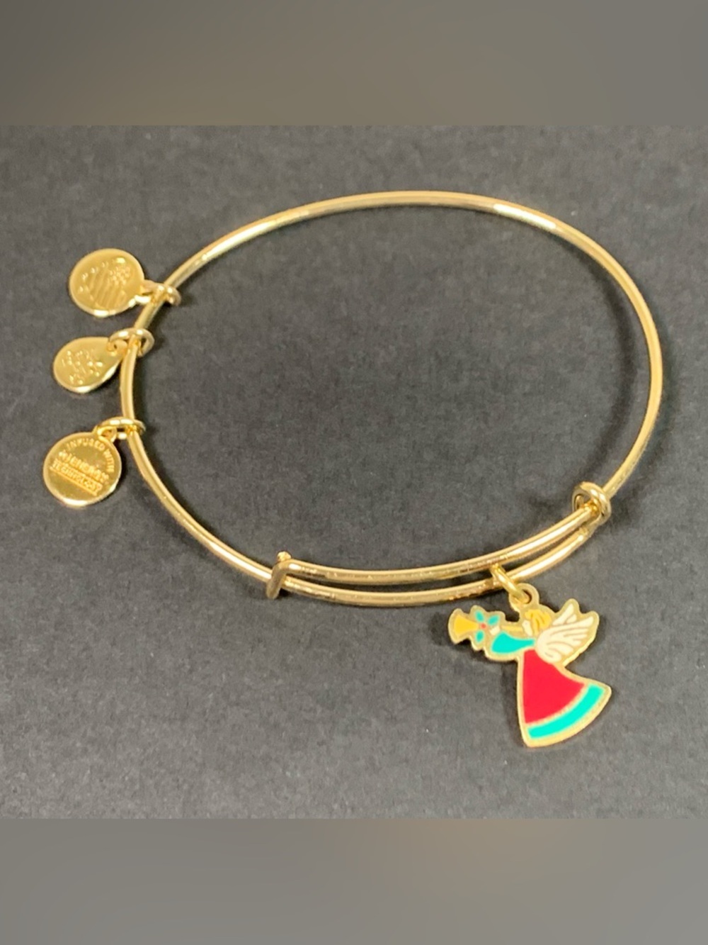 Alex and Ani Gold Tone Bangle Bracelet Guardian Angel Charm